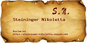 Steininger Nikoletta névjegykártya